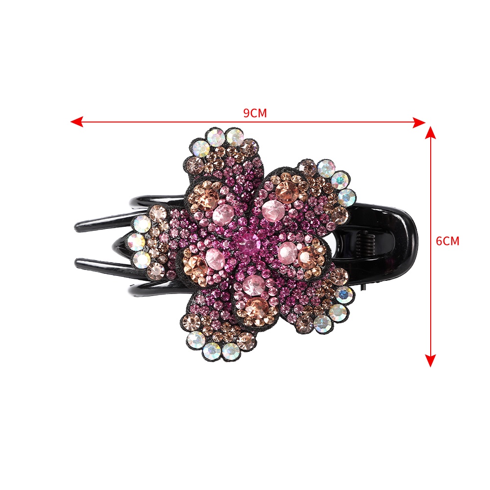 Kẹp tóc lớn Haimeikang hình hoa ba răng đính đá thanh lịch kiểu Hàn Quốc