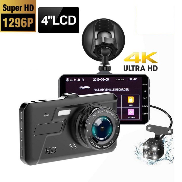 Camera hành trình xe hơi màn hình cảm ứng V10-A12 có camera lùi có màn hình LCD siêu nét 1080P