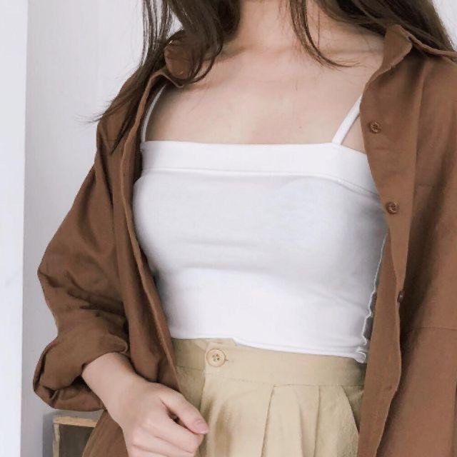 Áo hai dây nữ sợi chất thun co giãn basic kiểu croptop, ôm người Rosie Dream Shop