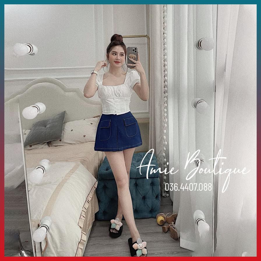 Sét Áo Nữ Thô Áo Kiểu Đẹp Phối Chân Váy Bò Có Lót Đùi Tôn Dáng Sang Chảnh | BigBuy360 - bigbuy360.vn