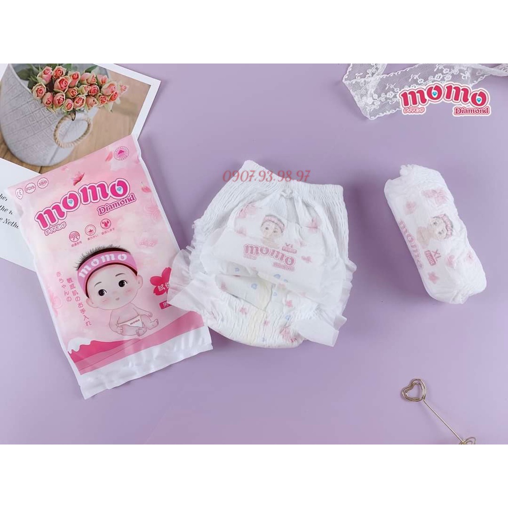 [Dùng là mê 1 Bịch ] Tã/Bỉm dán/Quần Momo Diamond chính hãng Nhật Bản (Đủ size S56/M48/M46/L42/XL39/XXL36/XXXL35)