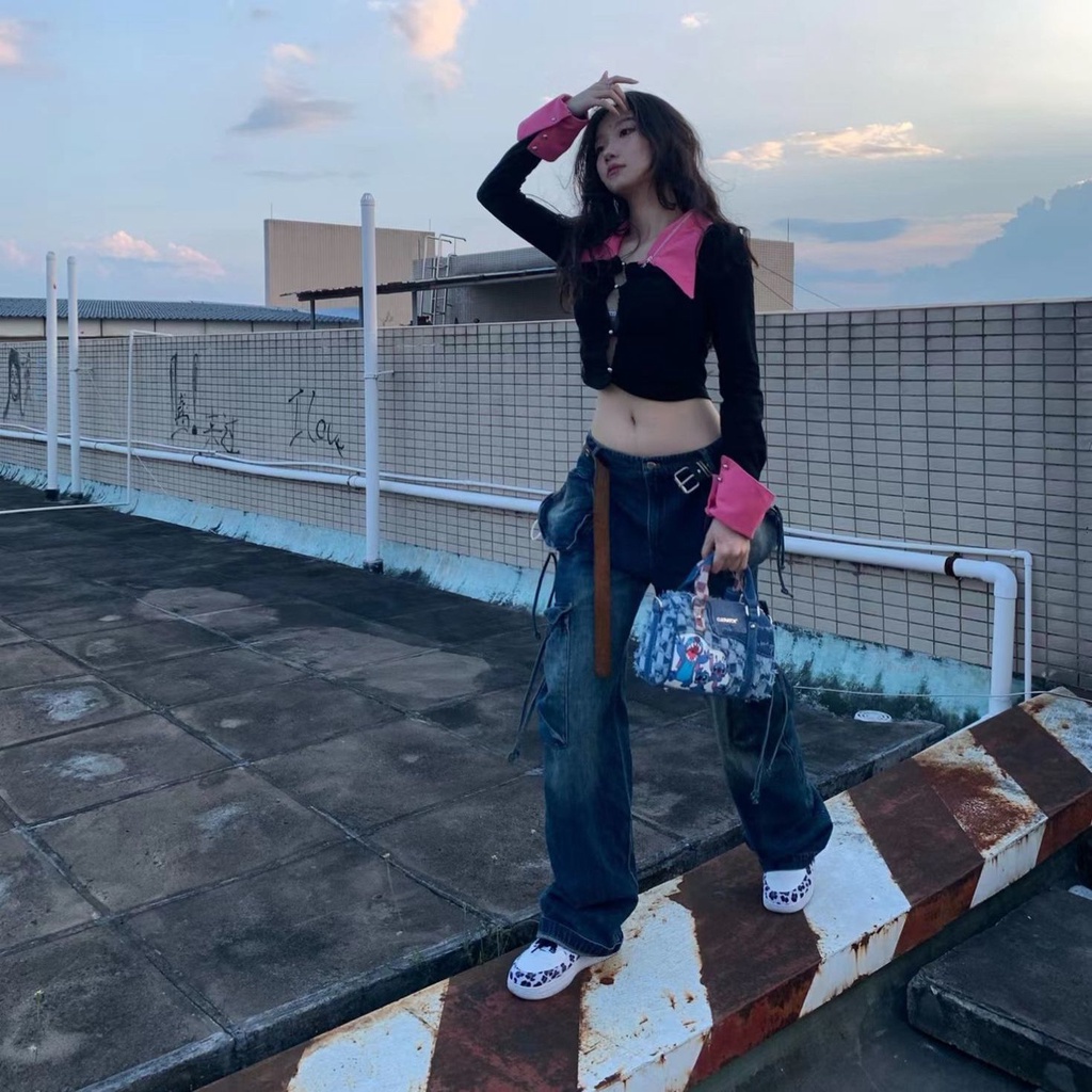 Túi Tote Denim Thêu Họa Tiết