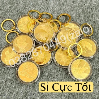 Móc Khóa Xu 12 Con Giáp Mạ Vàng Treo Oto, Xe Máy