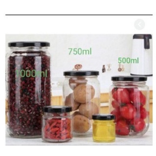 Hũ thủy tinh 1000ml nắp thiết đen