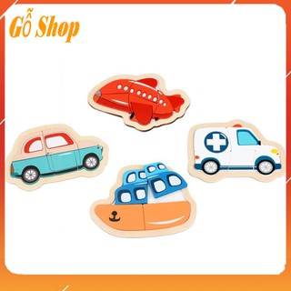 Combo 4 Tranh ghép gỗ 3D  cao cấp [HÀNG ĐẸP] - luyện tính kiên trì, tư duy lô gic, nhận biết hình khối, màu sắc