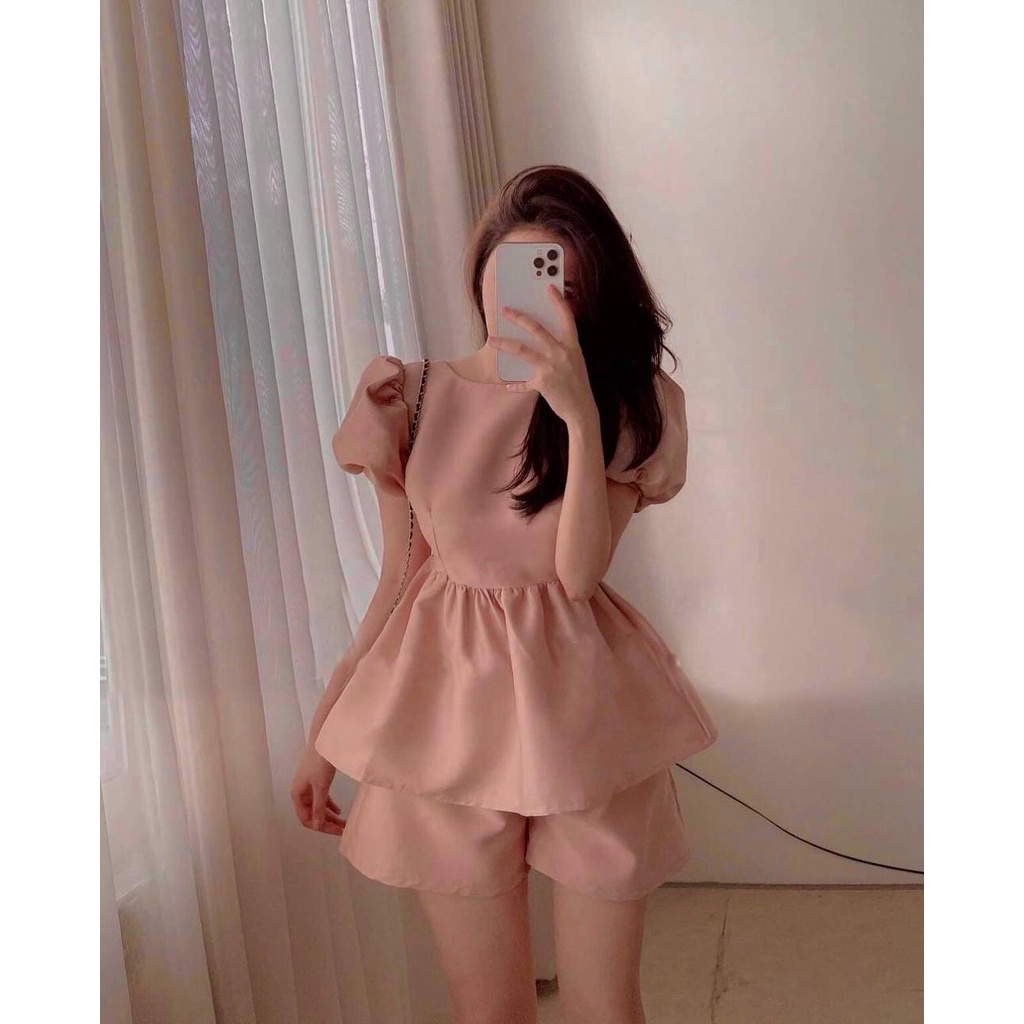 Set Quần Ống Rộng  và  Áo BabyDoll Nơ Lưng tn1388