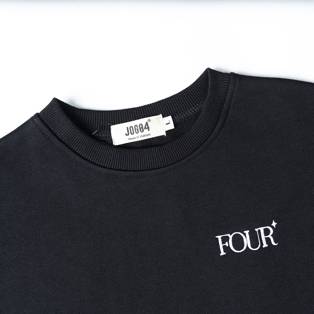 Áo Sweater JOG04 - chất liệu nỉ chân cua 100% cotton , định lượng 380gsm ( hình thêu FOUR )