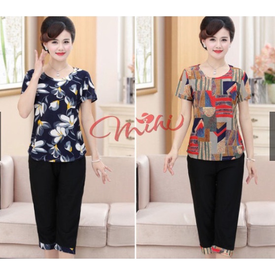 Bộ đồ trung niên nữ đẹp B61 - Quần áo thời trang cho mẹ - Bộ mặc nhà trung niên mùa hè cao cấp sang trọng giá rẻ Bigsize