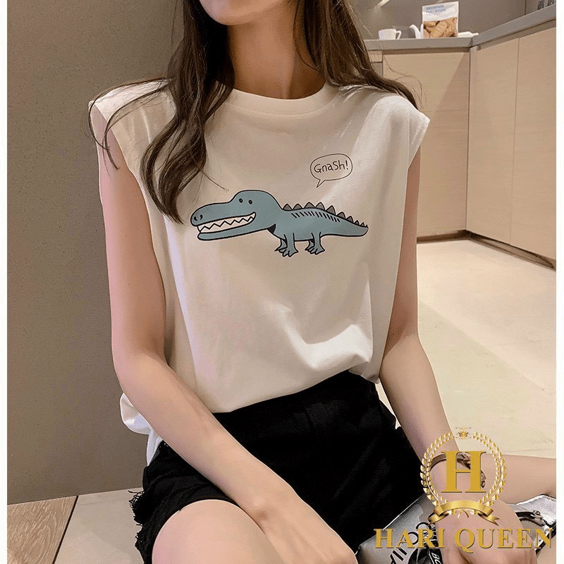 ÁoThun Nữ 3 Lỗ tanktop In Hình Khủng Long Cạp Cạp Cute Đáng Iu [NEW UNISEX]