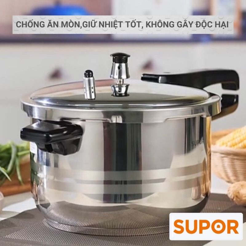 Nồi áp suất bếp từ Supor inox 304 cao cấp 3-4-5-7L YS18/20/22/24ED-VN (Bạc) hàng chính hãng bảo hành 12 tháng