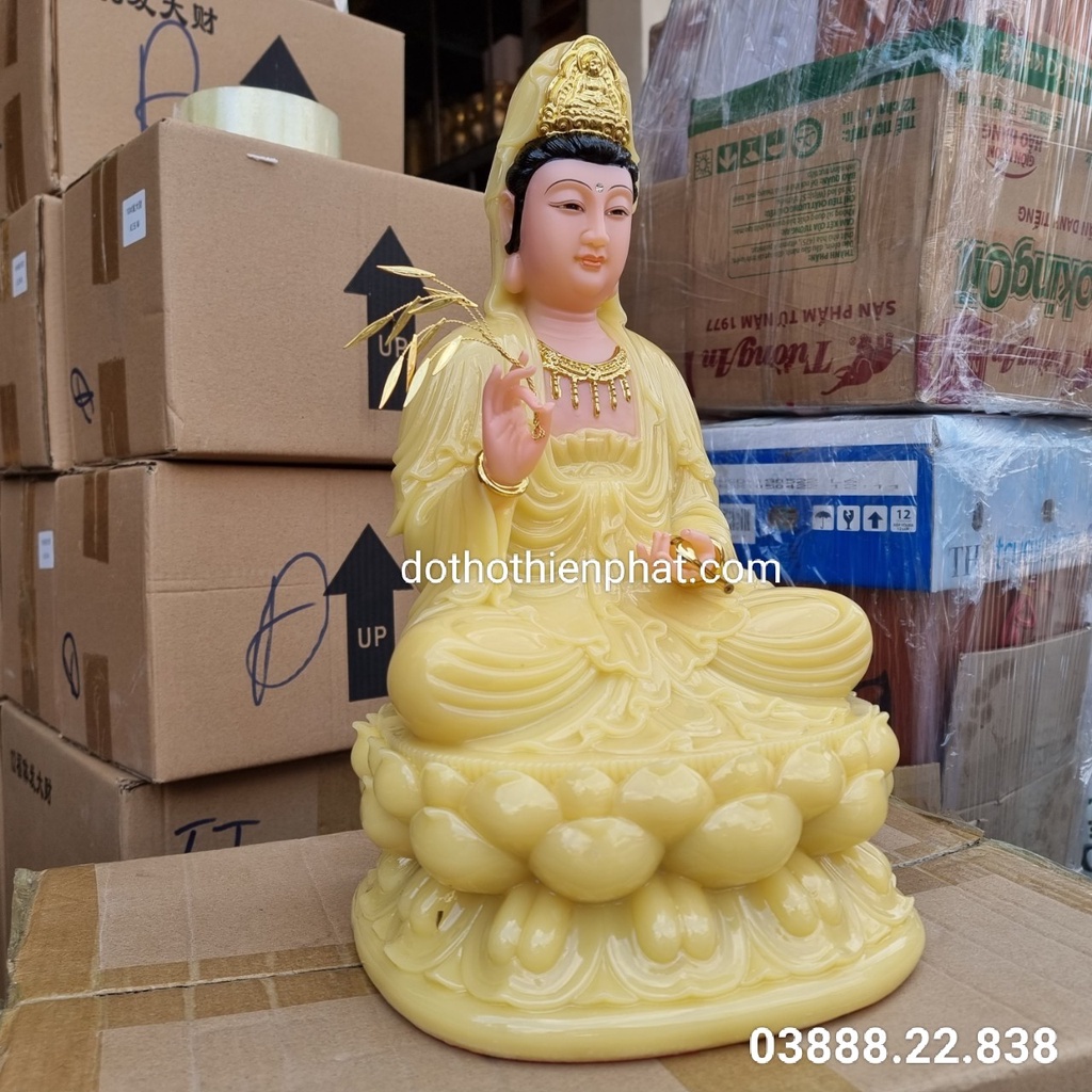 Tượng Quan Âm đá  12in cao 30cm loại 1 rất đẹp