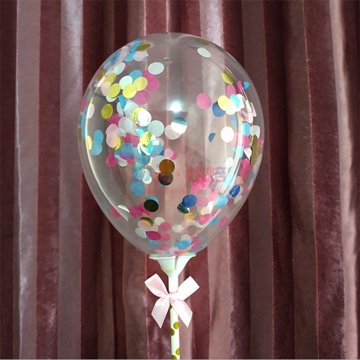 Bịch 100 bong bóng trong suốt Sequin trang trí sinh nhật cớ 30cm,  bóng kim tuyến trang trí sinh nhật