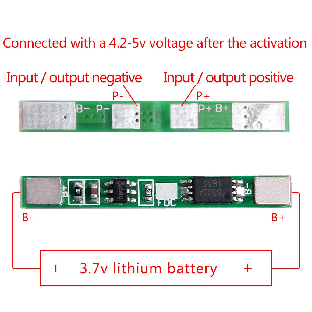 Bo mạch bảo vệ pin Lithium 1S 3.7V 2.5A BMS pcm PCB Li-ion