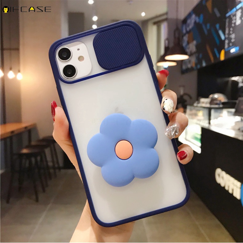 Ốp Điện Thoại Lì Nắp Trượt Bảo Vệ Camera Trong Suốt Có Giá Đỡ Chống Sốc Cho iPhone 11 Pro Max XS Max XR X 7 8 6 6s Plus