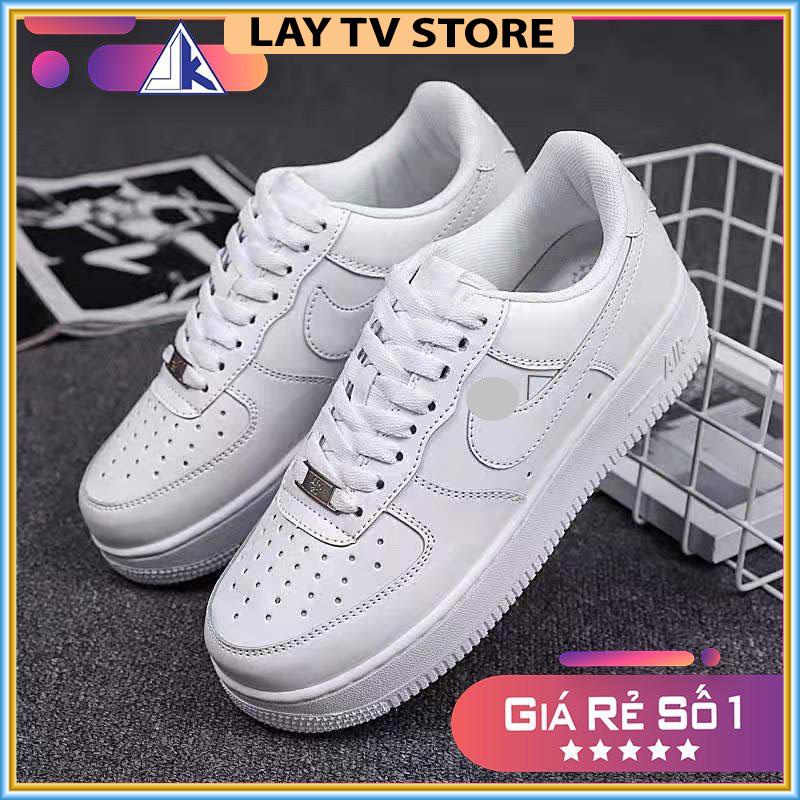 Giày nike_trắng vạch nâu Hot trend nam nữ, Giày AIR FORCE 1 full trắng nâu dùng đi học,tập gym,chạy bộ