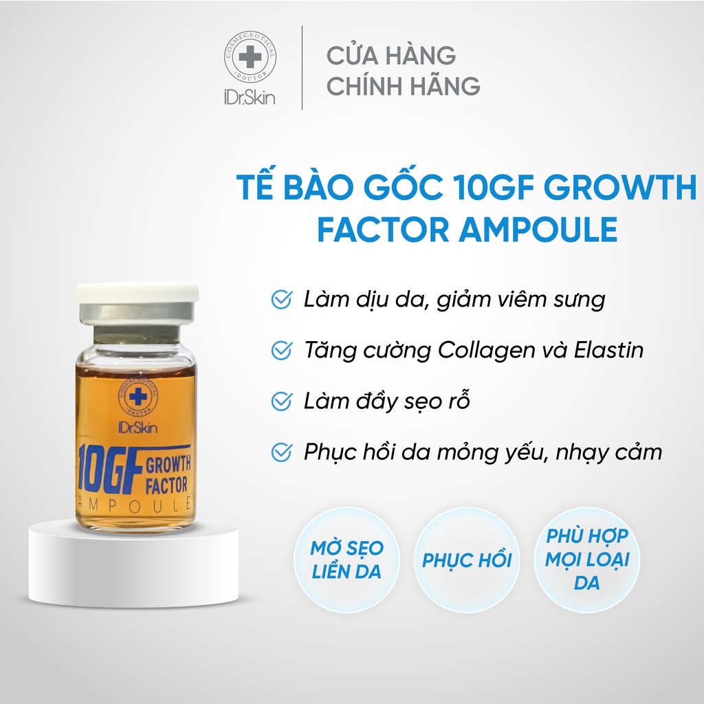 [iDr.Skin Chính Hãng] Tế Bào Gốc tái tạo da IDr.Skin 10GF Growth Factor tăng sinh tế bào giúp da căng bóng 10 lọ*8ml