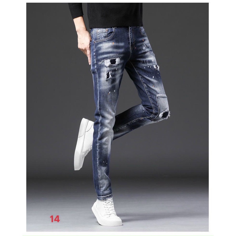 Quần jean nam co dãn PHỐI VẢY SƠN IN họa tiết King168 , jean nam TRẺ TRUNG BS41