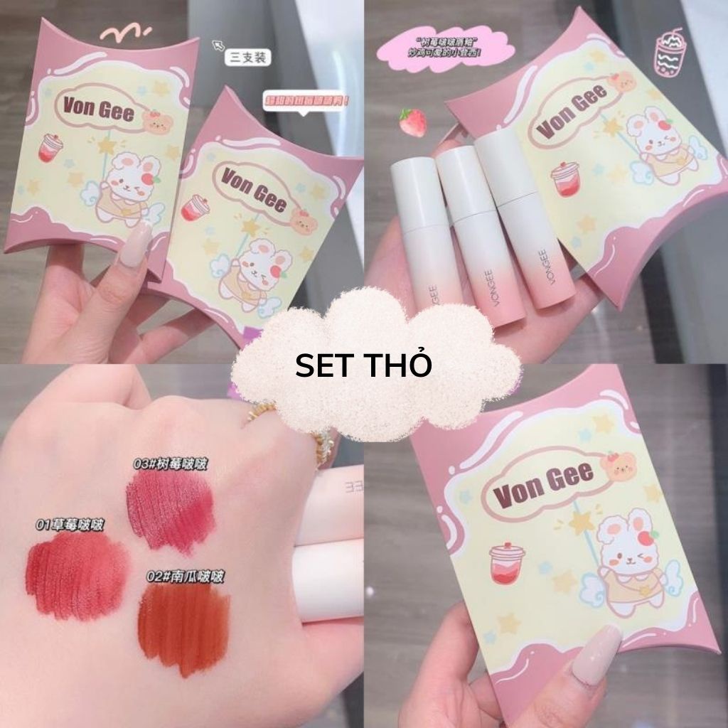 Set 3 Son Môi VON GEE Trà Sữa - Nội Địa Trung