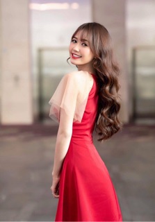 Đầm đỏ body phối tay lưới ( kèm clip + ảnh thật)