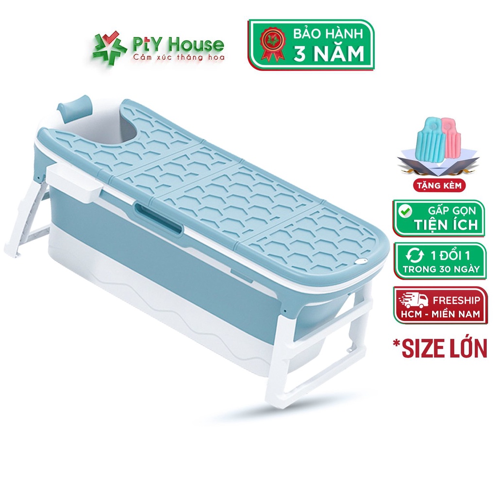 Bồn Tắm Gấp Gọn Người Lớn PTY HOUSE, Loại Có Nắp Kích Thước 136cm Chất Liệu Nhựa Siêu Bền Bảo Hành 3 Năm Chính Hãng