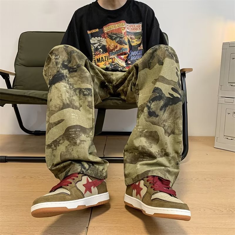 Quần Dài Dáng Suông Rộng Họa Tiết Rằn Ri Cá Tính Thời Trang Phong Cách Hàn Quốc Cho Nam