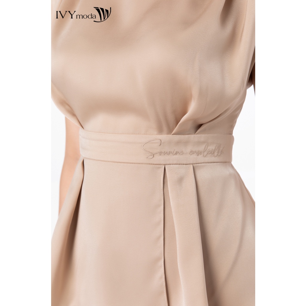Áo lụa xếp nhấn eo nữ IVY moda MS 16M7194