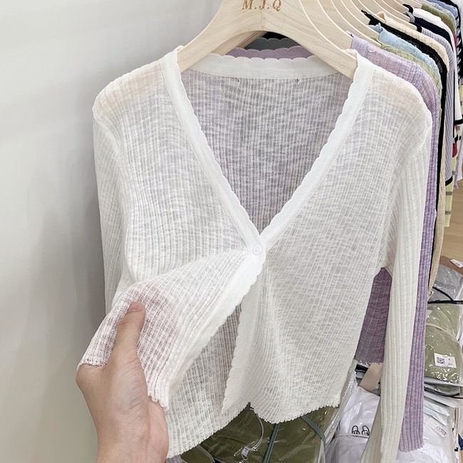 NUZIRO  Áo khoác cardigan dệt kim  tay dài chống nắng phong cách hàn quốc cho nữ