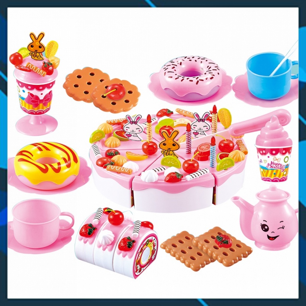 Bộ đồ chơi cắt bánh sinh nhật 99 món màu sắc tươi sáng, bộ đồ chơi bánh sinh nhật cho bé