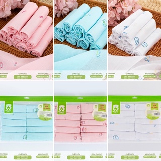 {Nhùn Nhùn}Set 10c khăn sữa sơ sinh Mipbi sợi tre  2 lớp(30*30cm)