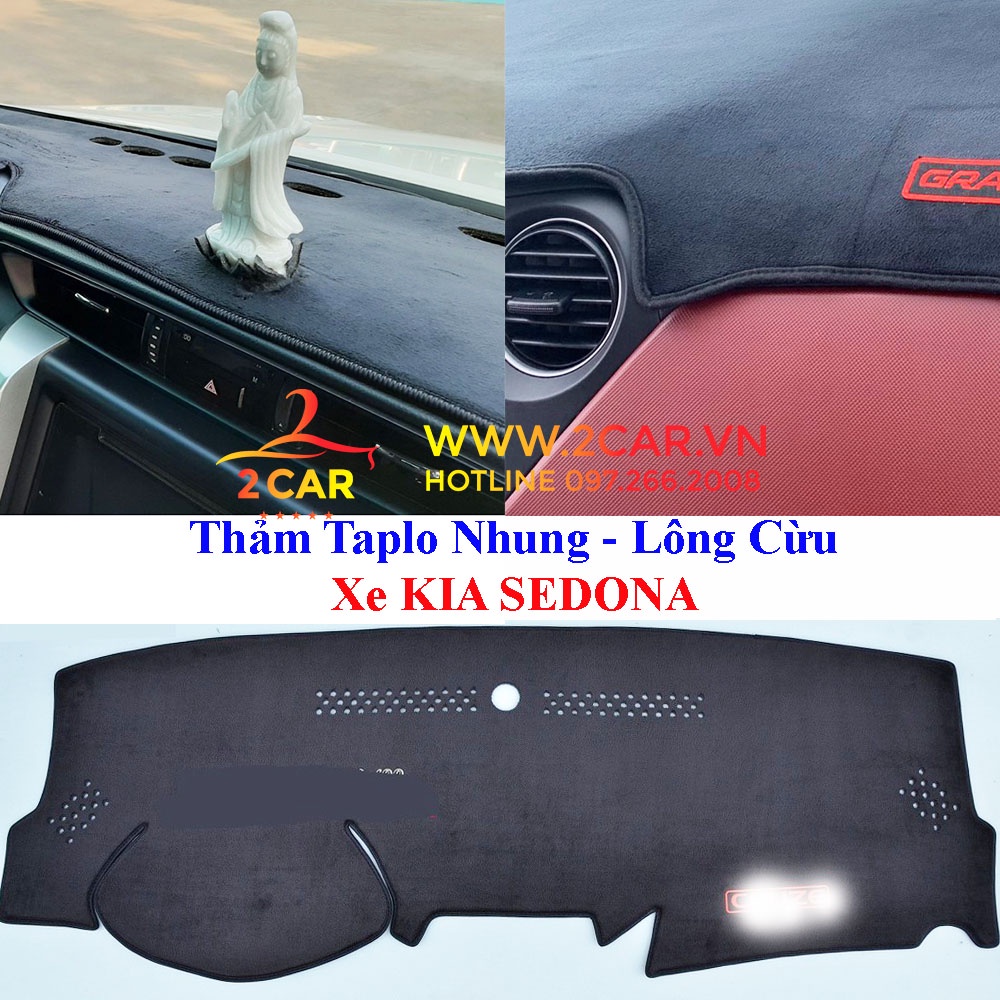 Thảm Taplo Nhung cừu Xe KIA Sedona 2015-2020, chống nóng tốt, chống trơn trượt, vừa khít theo xe