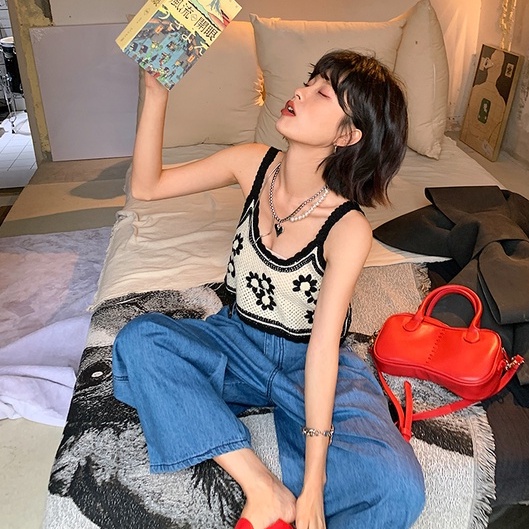 Áo croptop dệt kim XIAO ZHAI NV không tay thời trang mùa hè cho nữ