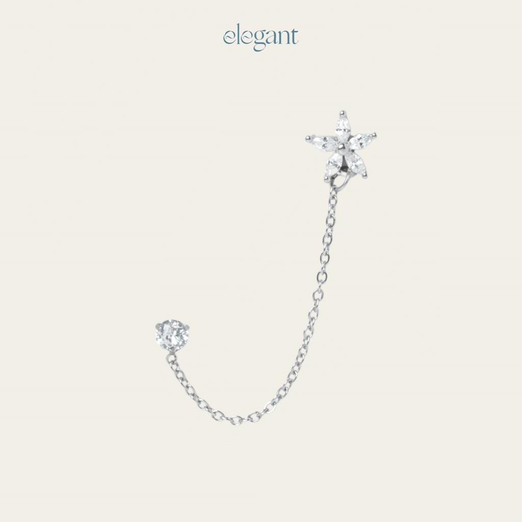 Khuyên tai xích đá CRYSTAL CHAIN SLIM FLOWER Elegant
