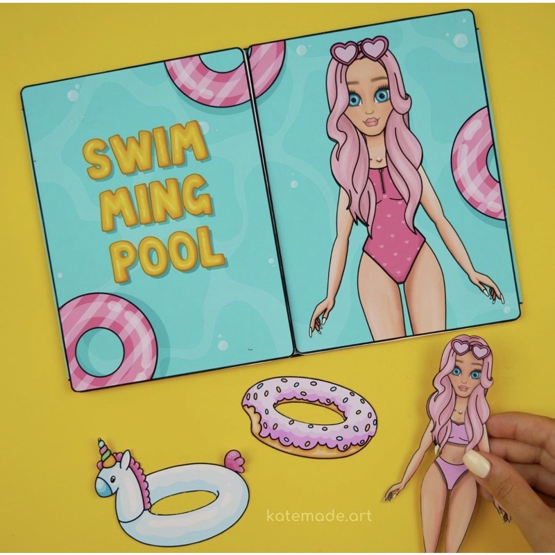 Ngôi nhà búp bê bằng giấy Swimming Pool