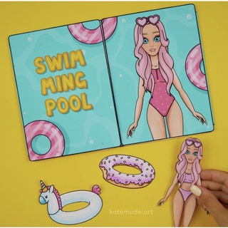 Ngôi nhà búp bê bằng giấy Swimming Pool