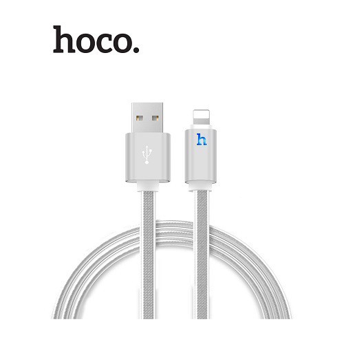 Cáp sạc truyền dữ liệu Hoco UPL12 Lightning dây TPE siêu bền, chống gãy có đèn LED báo sạc dài 2M cho iPhone/iPad