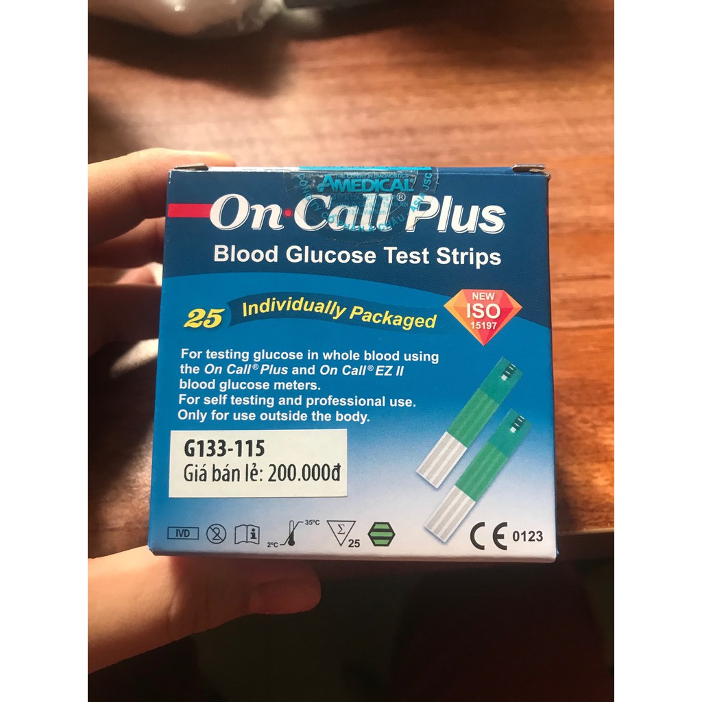 Que thử đường huyết Acon OnCall Plus [Hộp 25 que] - Dùng Cho Máy Đo Đường Huyết On-Call Plus