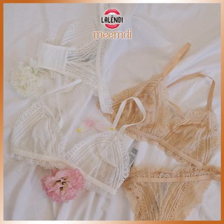 Set 6 Shenzen Màu trắng & nude - Set đồ lót nữ ren mềm mại, không gọng, áo lót, quần lót, nội y sexy - Lalendi & Meemdi