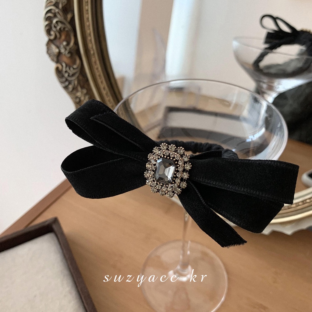 Bộ dây buộc tóc co giãn trang trí nơ đính đá phong cách Hàn Quốc cho nữ