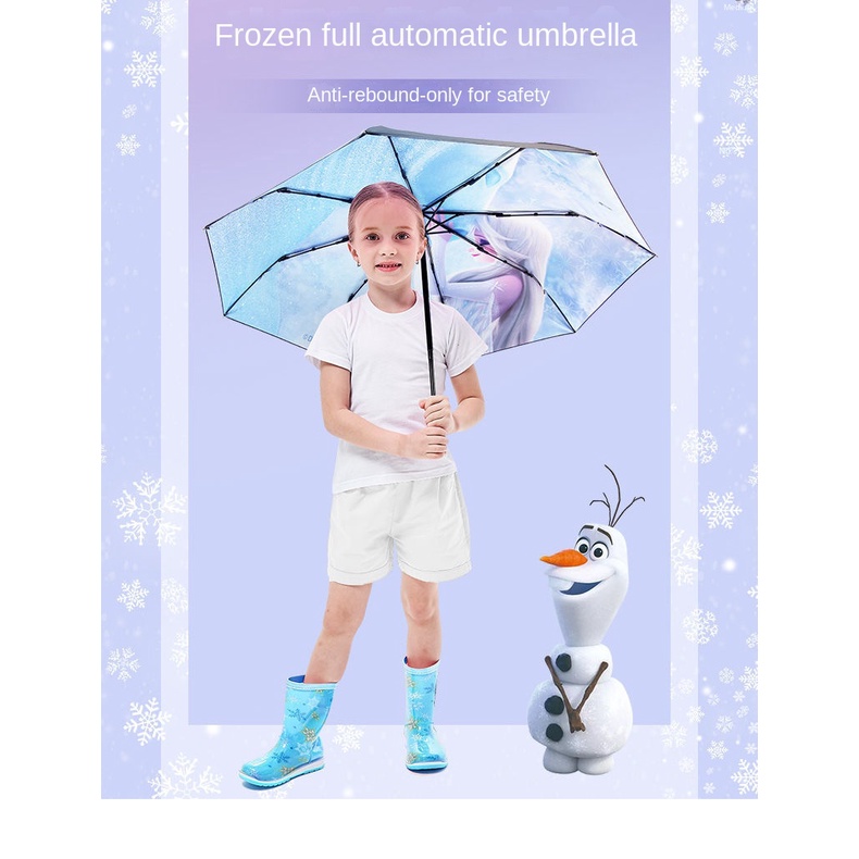 ♛Dù Gấp Tự Động Chống Nắng In Hình Công Chúa Elsa Cho Bé Gái Tiểu Học