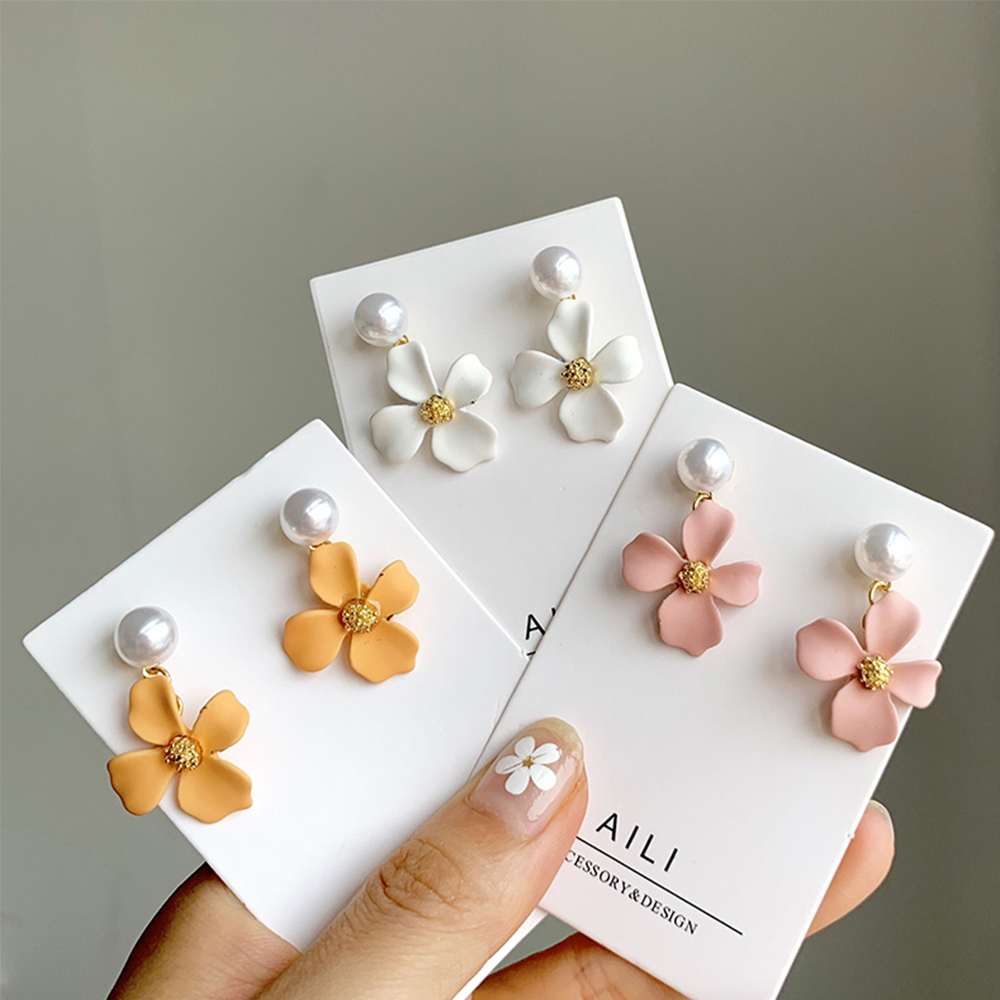 Bông Tai Đính Ngọc Trai Xinh Xắn Theo Phong Cách Hàn Quốc