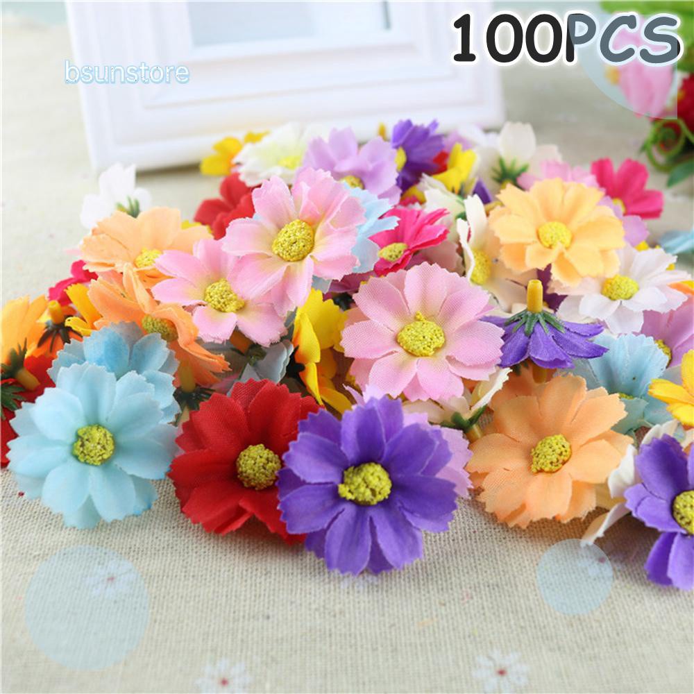 Set 100 Bông Hoa Hướng Dương Giả Bằng Lụa Nhiều Màu Dùng Trang Trí Tiệc Cưới Diy