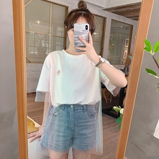 Áo Thun Phối Lưới Thời Trang Dành Cho Nữ