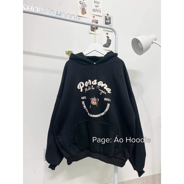 Áo nỉ hoodie in pear gấu Space Form Rộng Tay Bồng Mũ 2 Lớp. nganunisex