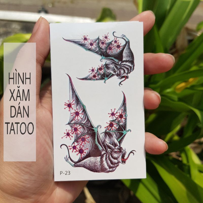 Hình xăm dơi sóng âm p23. Xăm dán tatoo mini tạm thời, size <10x6cm