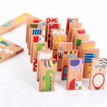 Bộ đồ chơi Domino gỗ thông minh 28 chi tiết phát triển trí tuệ cho bé