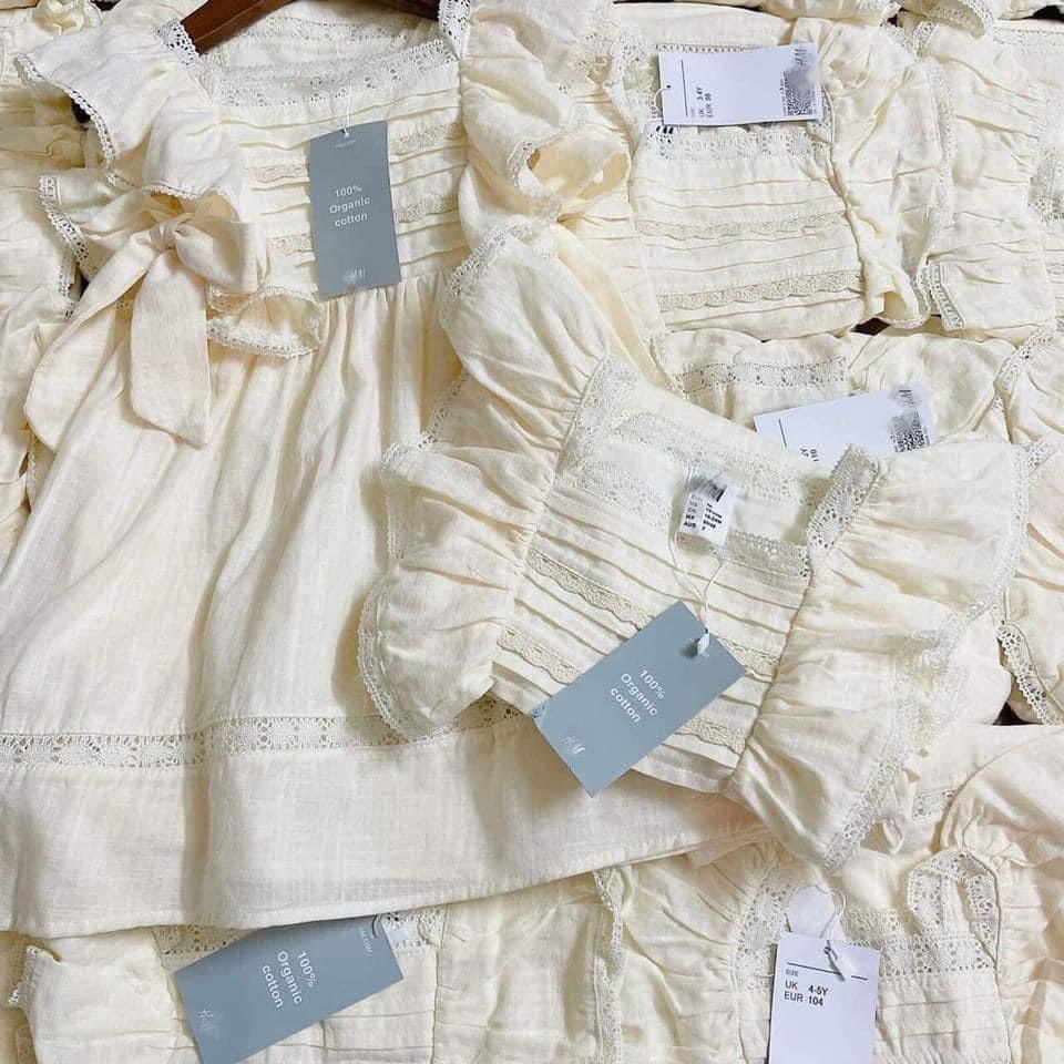 Váy cánh tiên viền ren be tiểu thư cho bé gái