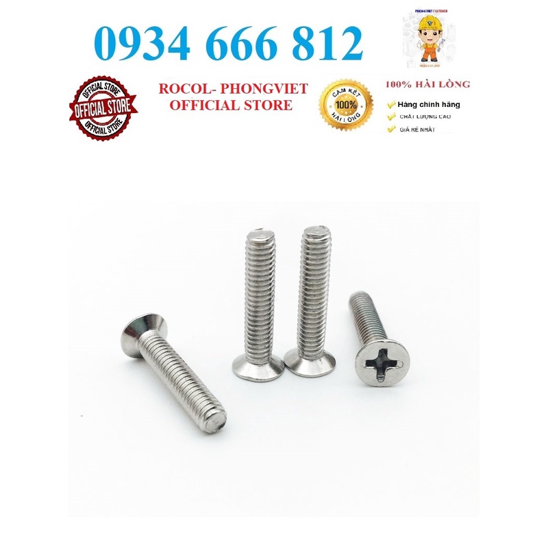 Set 50 cái M3 vít pake đầu bằng thân bulong inox201 M3