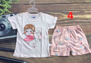 Bộ cotton sợi tre bé gái
