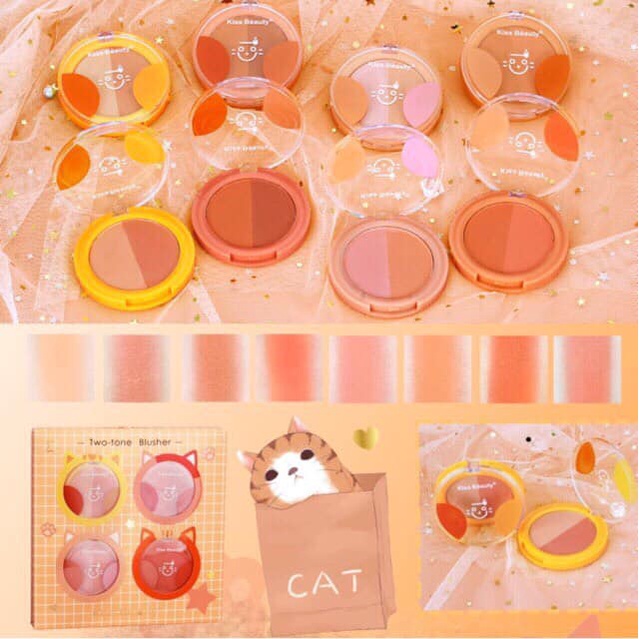 Bộ 4 cái Má hồng Two-tone mèo Kiss Beauty siêu dễ thương đủ màu