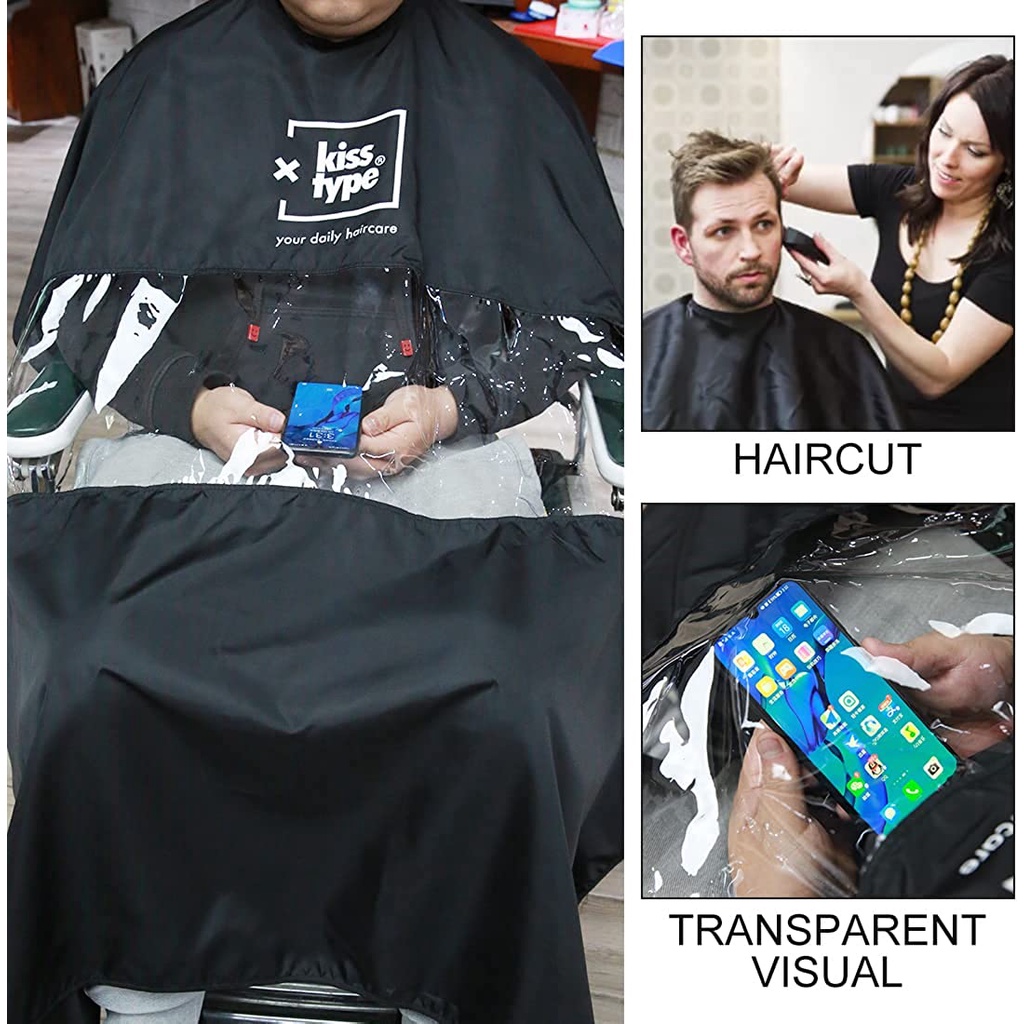 Áo Choàng Cắt Tóc Màu Đen Chống Thấm Nước 50X60 Inch Chuyên Dụng Cho Salon